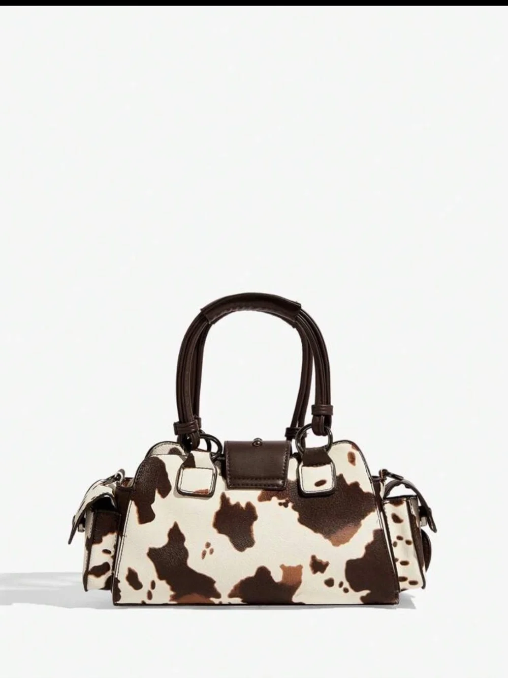 NEW ARRIVAL FAUX Cowhide-Print Brown Top-Handle Satchel with Heart Charm